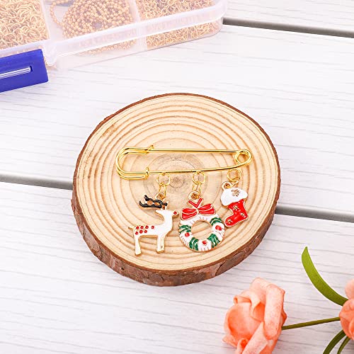 Image of LiQunSweet 30 Pcs 6 Colors Iron Heavy Duty Safety Pins with 3 Loops Metal Kilt Pins Needles Fasteners for Brooch Making Blanket Knitted Fabric Crafts