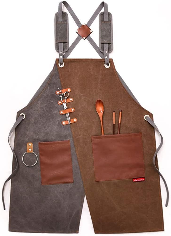 Apron,Canvas Work Apron with Tool Bag Cross Straps Adjustable for Woodworking Painting (Color : D, Size : 75 * 63cm) (Color : D, Size : 75 * 63cm)