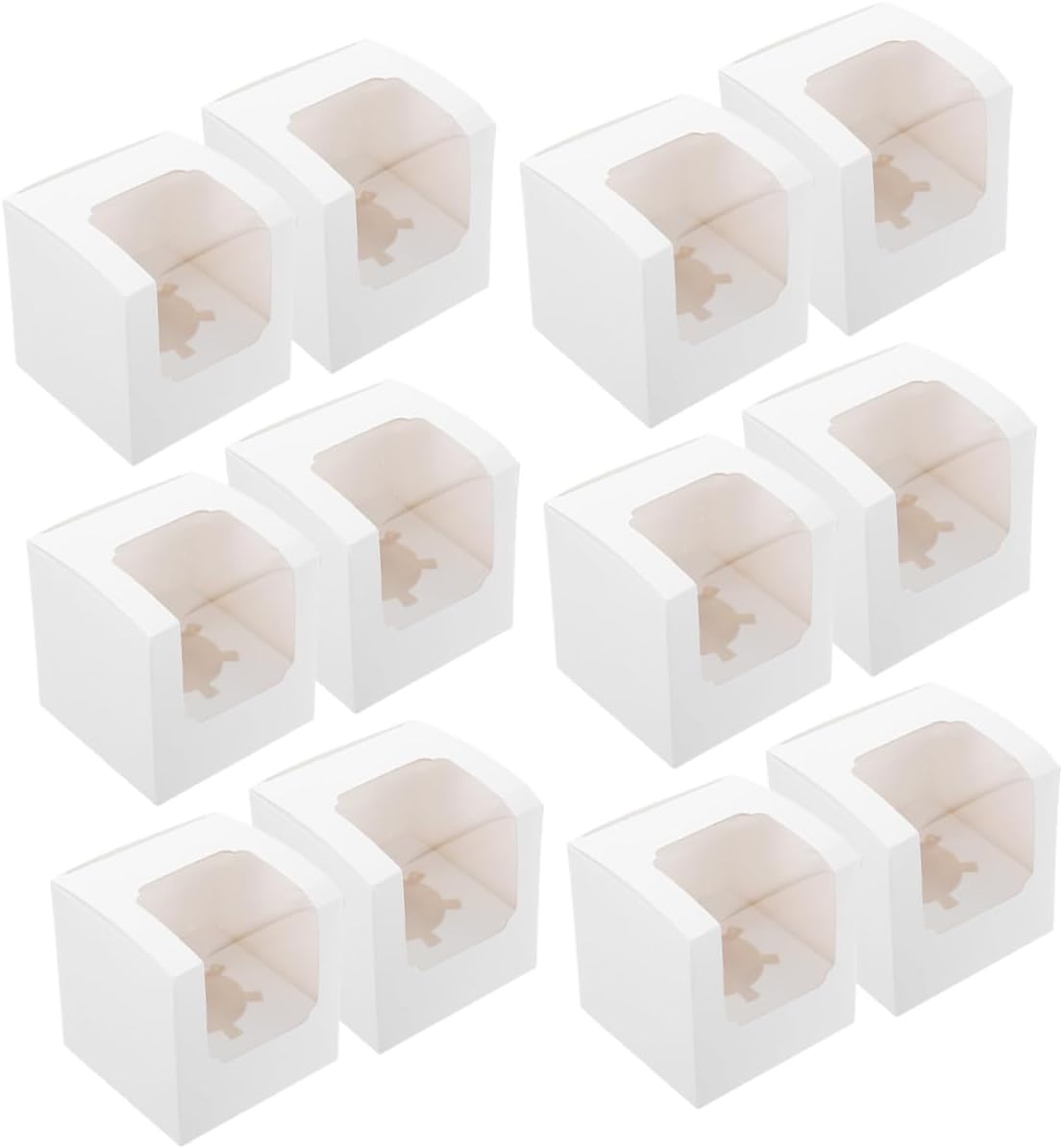 LABRIMP White Cupcake Boxes with Inserts 40pcs Individual Mini Cake Carriers Paper Containers for Wedding Party Dessert Packaging