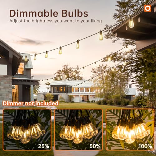 Addlon 4-Pack Waterproof LED S14 Replacement Bulbs, 1W Edison Style, Shatterproof, Warm White for Outdoor String Lights