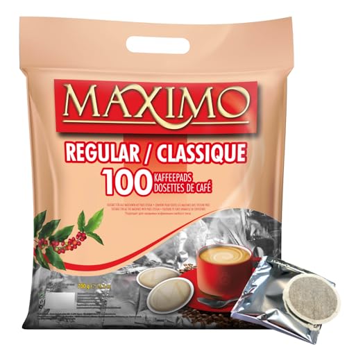 MAXIMO| 100 Dosettes de café compatibles SENSEO® | Emballage individuel pour une meilleure conservation et une hygiène irréprochable (1, Classique)