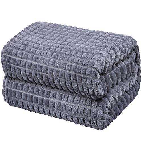 Throw Blankets  50x60, Charcoal - Lightweight Flannel Fleece - Soft, Cozy - Perfect for Bed, Sofa, Couch