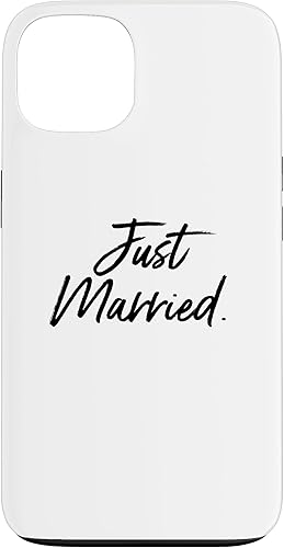 Funda para iPhone 13 Just Married Honeymoon Wedding Marriage Bachelor Party