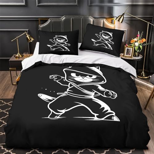 Housse de couette chat noir en microfibre douce anti-plis - 4