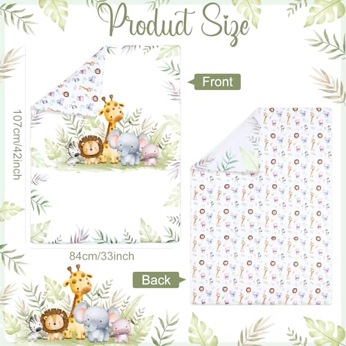 Image of Hahafelt 4 Pieces Baby Crib Bedding Set for Girls and Boys, Soft Baby Bedding Set Including Crib Skirt, Comforter, Sheet and Diaper Stacker for Nursery (Wildlife Theme)