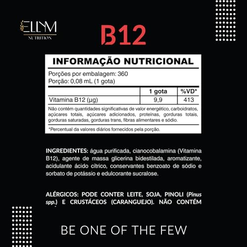 Vitamina B12 Sublingual em Gotas ELLYM NUTRITION Sabor Frutas Vermelhas Auxilia no Funcionamento do