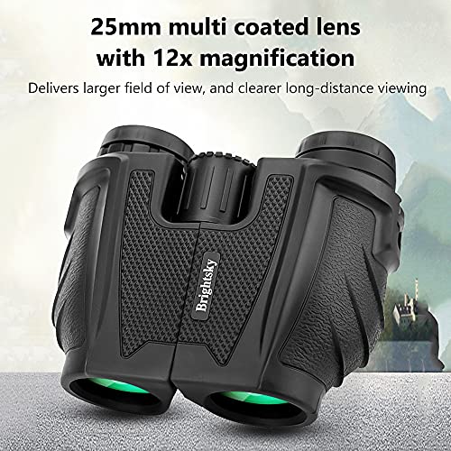 Yuventoo Binóculos 12 × 25 Compact HDVisão noturna de baixa luminosidade Telescópio prisma BAK4 com