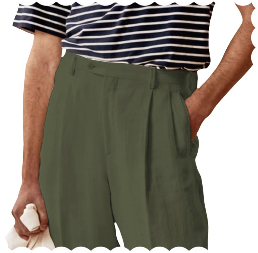 Linen Pants Men Casual 2025 Summer Beach Elastic Waist Pant Travel Work Trousers