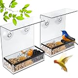Redboat 2 Pack Bird Feeder Window, Small Window Bird Feeders with Strong Suction Cups, Clear Bird Ho