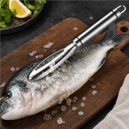 Metal Balık Pulu Temizleyici; Balık Temizleme Aparatı, Testere Dişli Balık Pulu Kazıyıcı, Asma Halkalı | Ergonomik Sap, Asma Halkalı, Metal Yapı