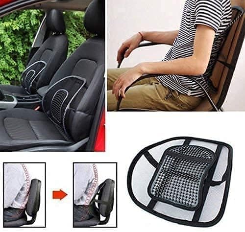 Image of Nylon Ventilation Back Rest with Lumbar Support Mesh Cushion Pad,Universal Back Lumbar Support for Chairs,Office Chair,Home,Car Seat Lumber Back Support,Seat to Relieve for Back Pain,Black