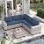 Muphyers 6-Piece Outdoor Patio Furniture Set Wicker Rattan Sectional Sofa Set, Patio Conversation Set with Thickened Cushions & Coffee Table for Garden, Backyard, Navy Blue