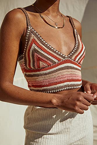 Halter Neck Crop Cami Top Knitted Printed Tank Tops Tee Y2k Sleeveless Strappy Summer Shirts Streetwear(Tops Crochet Orange,S) Halter Neck Crop Cami Top Knitted Printed Tank Tops Tee Y2k Sleeveless Strappy Summer Shirts Streetwear(Tops Crochet Orange,S)