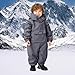 Children's Fashion Snowsuit Thicken Plush Fleece Lined Jumpsuit Boys Girls Winter Warm Hooded Jacket (Grey, 4-5 Years)