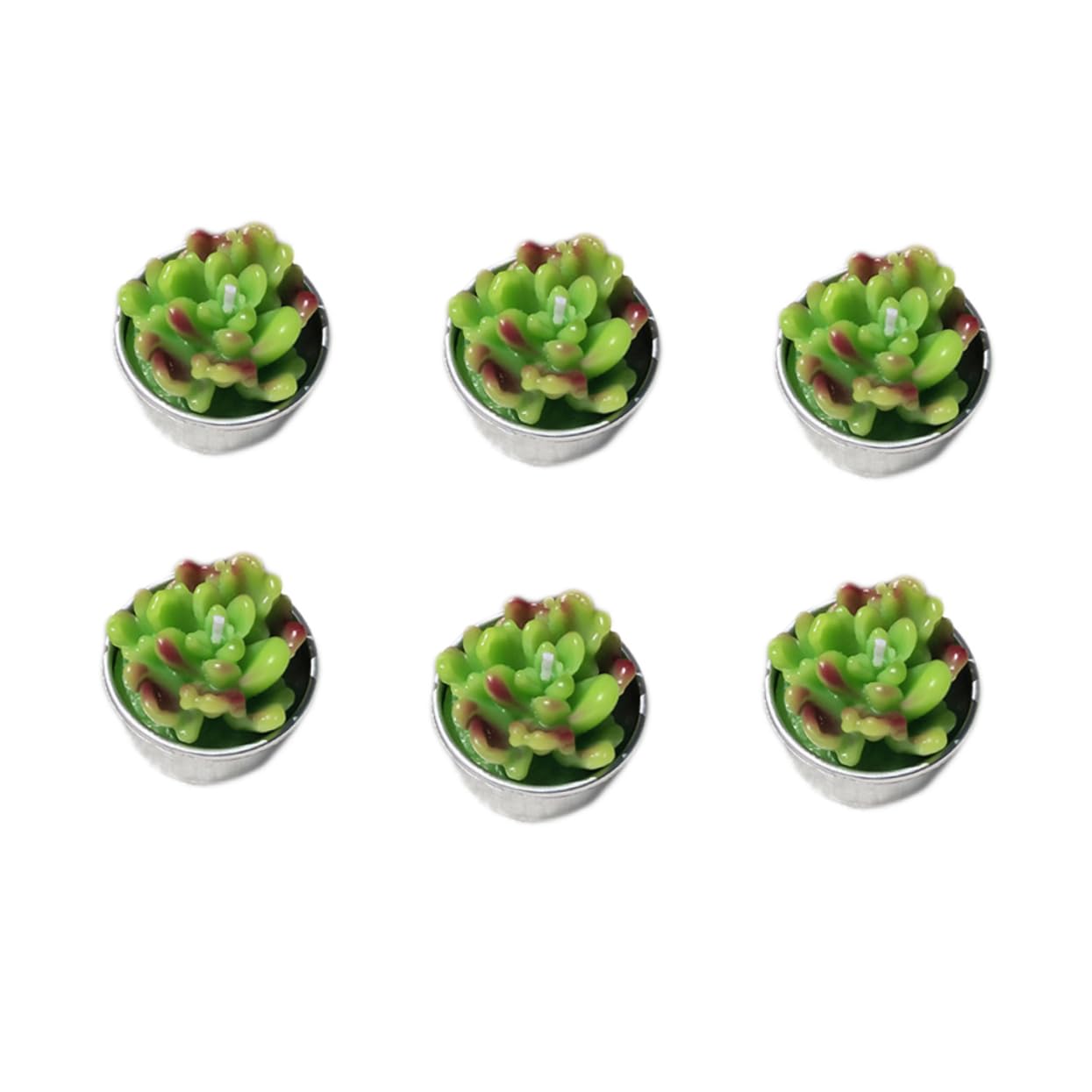 Ciieeo 6-Pack Succulent Scented Candles for Home Decor Birthday Wedding Tea Light Candles Plant Handmade Spa