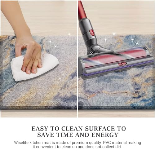 Image of Luxe Home Runner Cuba PVC Loop Utillity Anti-Fatigue Cushioned, Non Slip, Washable in & Out Door Mats for Home Kitchen (51x99 cm) - Navy
