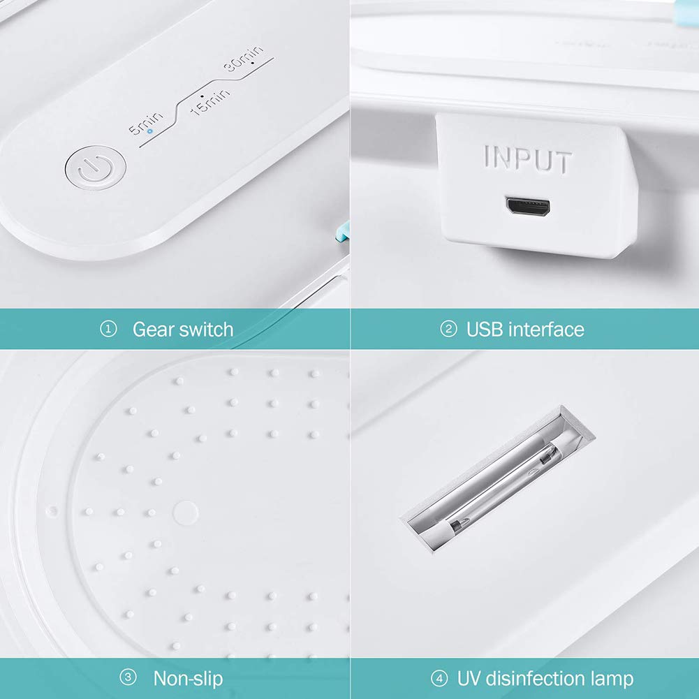 WSHA Scatola per sterilizzatori UV Strumento Portatile per Pulizia UV-C da 1,5 Litri, Timer 5/15/30 Minuti, sterilizzazione al 99,99%