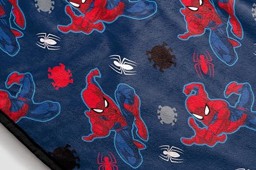 Image of Jay Franco Marvel Spiderman Plush Throw Blanket - Measures 50 x 60 Inches - Kids Super Soft Blue Fleece Superhero Bedding