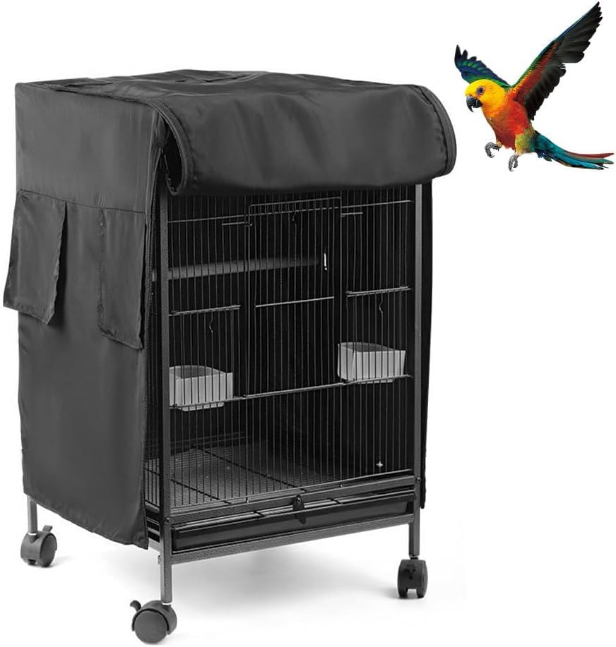 DONGKER Birdcage Cover,Breathable Waterproof Windproof Parrot Cage Cover Shade with Zipper Panel for Parakeet Macaw Lovebird Without Cage(30.3"x18"x18")