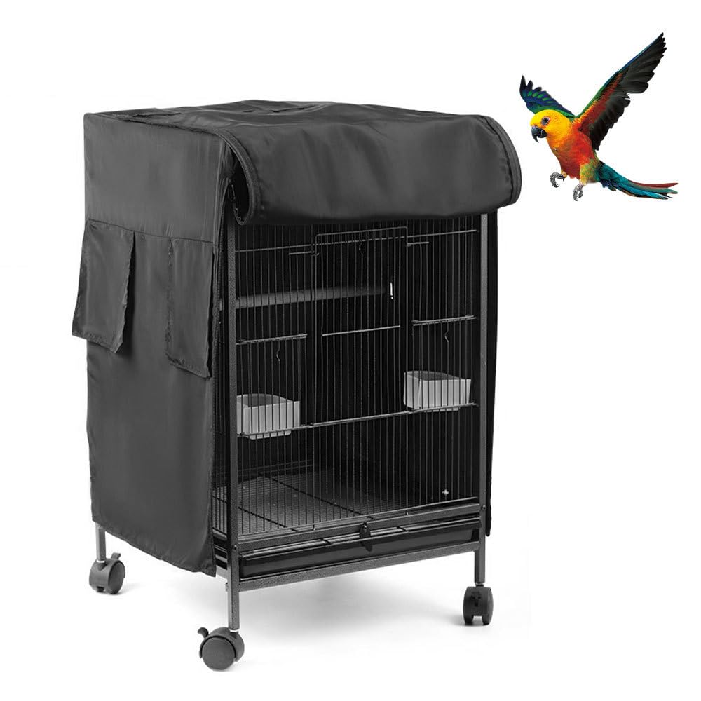 Birdcage Covers, Breathable Waterproof Windproof Parrot Cage Cover Shade with Zipper Panel for Parakeets Macaw Lovebirds Totoro Squirrel Without Cage (30.3"x18"x18")