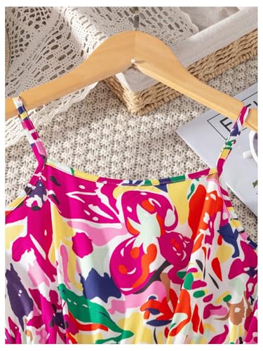 SHENHE Girl's Floral Print Cut Out Cami Dress Sleeveless Ruffle Hem A Line Short Dresses3