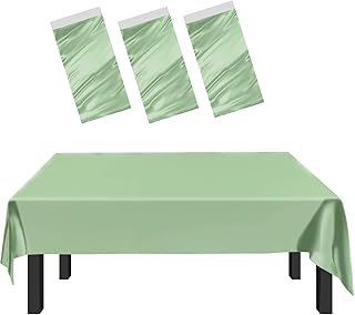 HEIPINIUYE 3 Pack Sage Green Tablecloth 54 x 108 Inch Premium Waterproof Plastic Table Cover Disposable Table Cloth for Party Birthday Camping Picnic Wedding Plastic Tablecloth Disposable