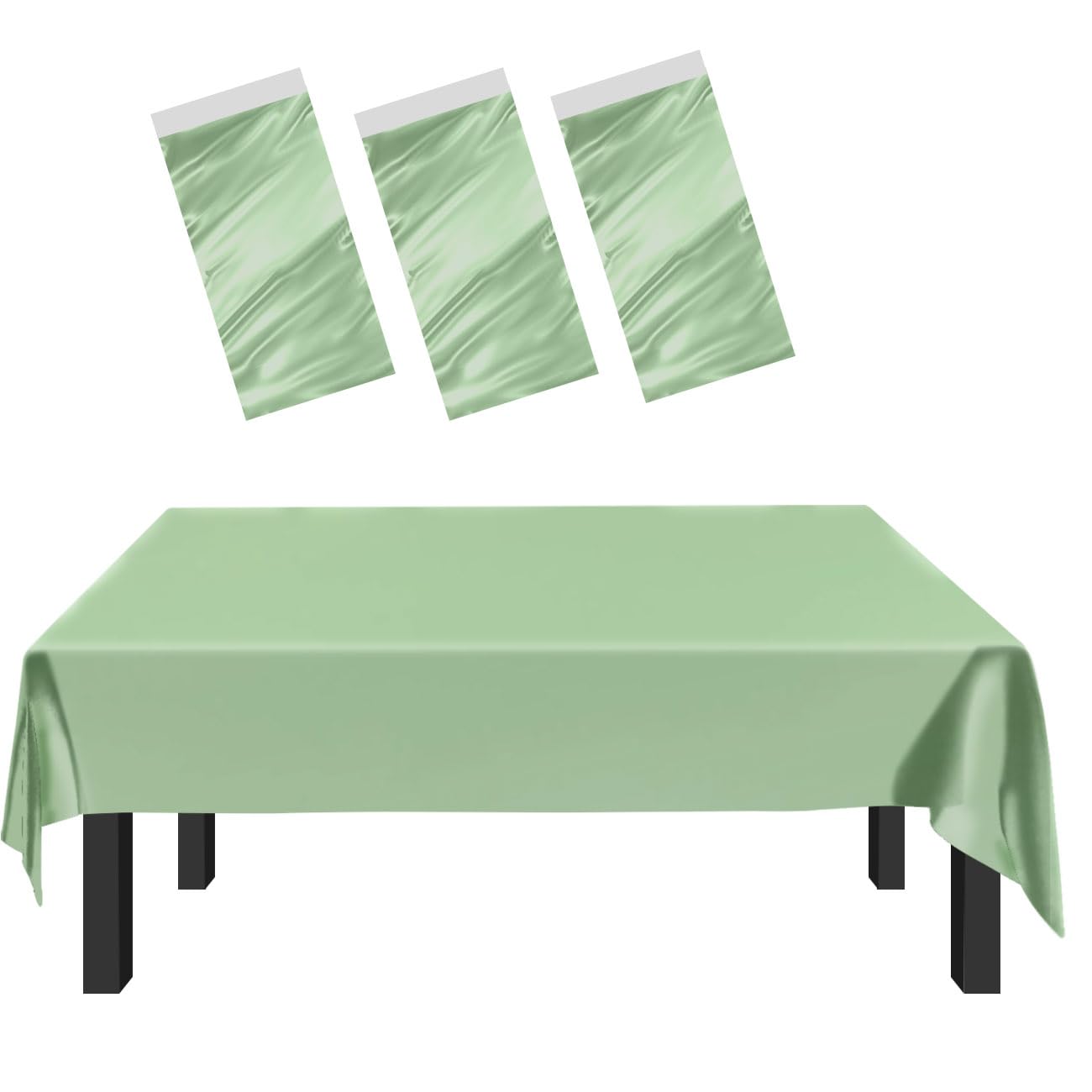 HEIPINIUYE 3 Pack Sage Green Tablecloth 54 x 108 Inch Premium Waterproof Plastic Table Cover Disposable Table Cloth for Party Birthday Camping Picnic Wedding Plastic Tablecloth Disposable