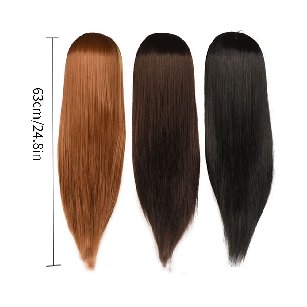 24.8 Testa di manichino per capelli in fibra sintetica, testa di formazione per lo styling per display per parrucchiere (giallo brunastro)