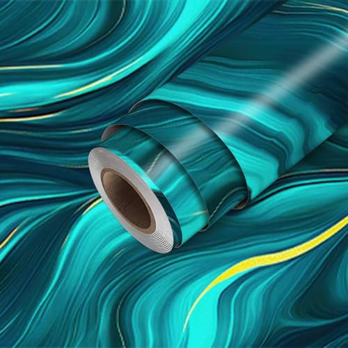HOMETITUTE Teal Abstract Wallpaper Peel and Stick Contact Paper Wall