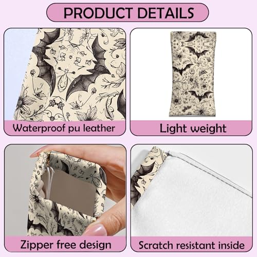 Image of 2 PCS Glasses Case Eyeglass Sunglasses Pouch Squeeze Portable Bag Soft Leather with Cleaning Cloth Women Men Girls