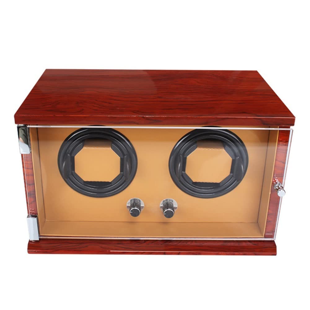 CGCSYZ Double Watch Winder For Automatic Watches With Quiet Motor Self Winding Watches Shaker Spinner Wooden Watch Turner Rotator Display Case 5 Modes Rotation PU Leather Interior LED Light (Brown B)