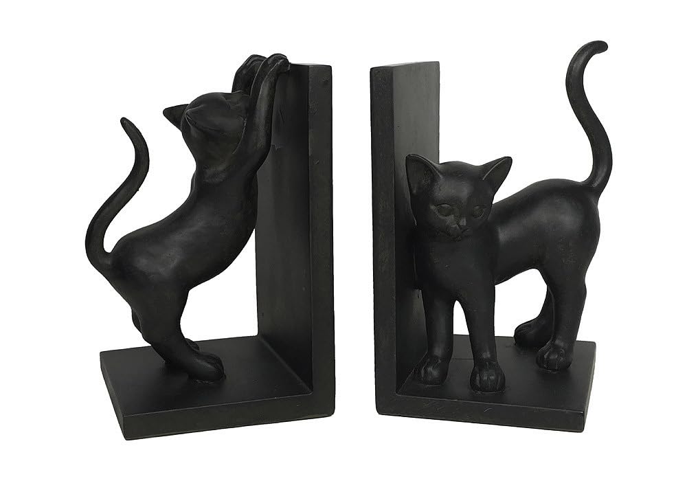 Buchstütze Katzen 2 Stück Buchständer Buchhalter Schwarz