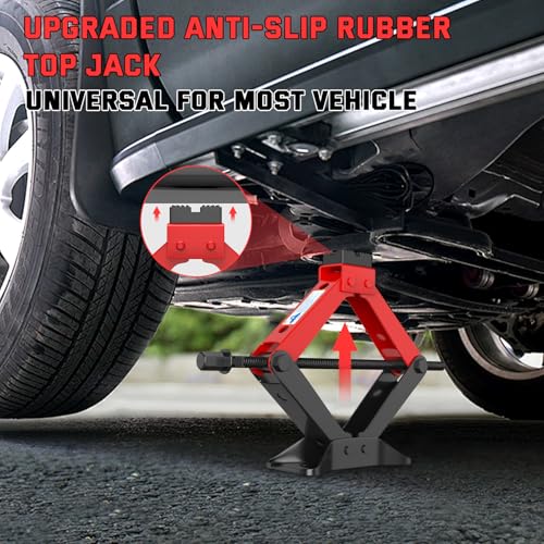 Image of Portable Car Jack 3 Ton, Heavy Duty Scissor Jack for Car, Spair Tire Changing kit with Ratchet Wrench, Tire Jack Kit for Car SUV MPV