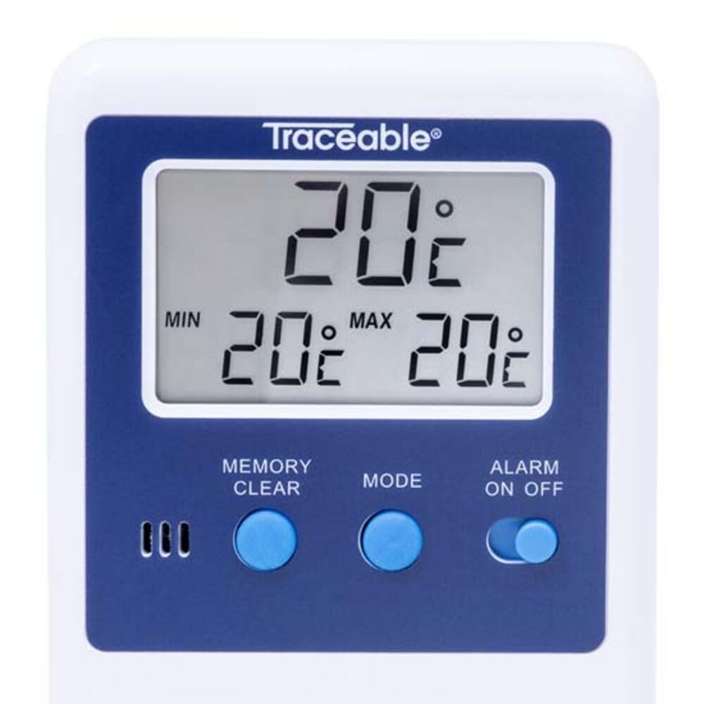 Traceable Termómetro digital para nevera/congelador con calibración; sonda de botella de 5 ml