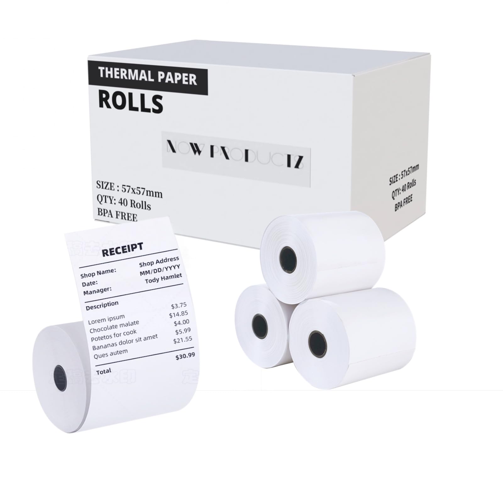 – 57 x 57mm Premium Thermal Till Rolls (40 Rolls) for EPOS Printer, POS Terminal, Thermal Cash Registers