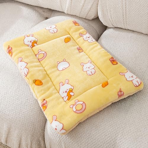 Orirya ペット毛布 犬猫用 マット クッション 洗える リバーシブル ふわふわ 暖かい 通年 折りたたみ ケージ用 敷き布団 防寒パッド うさぎ ベッド うさぎ柄 M
