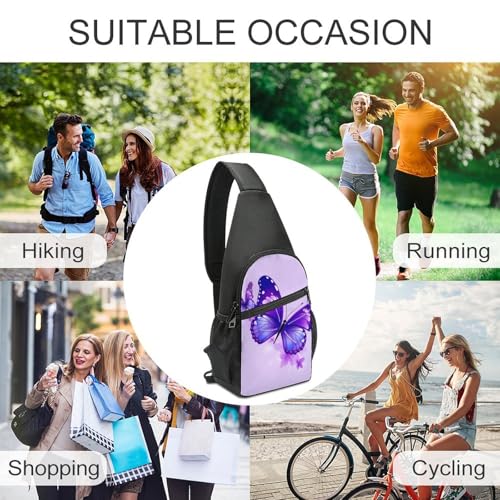 Bolso bandolera casual Purple Butterfly para mujer y hombre miniatura 6