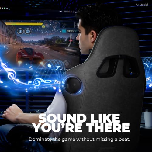 Image of GTPLAYER ACE-PRO Music Gaming Chairs - Built-in Speakers, App Support & Bluetooth Control, Computer Game Chairs with Footrest for Adults, Ergonomic Reclining Silla, Linkage Armrest, Grey
