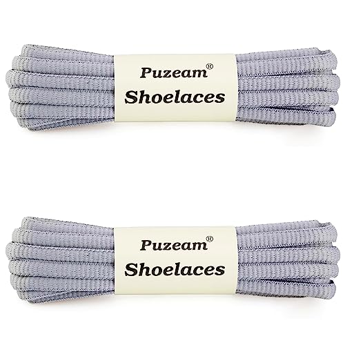 Puzeam 2 Pairs Oval Athletic Shoelaces 30 Colors 1/4" Half Round Shoe Laces For Sneakers - Light Gray 80 #TOP1