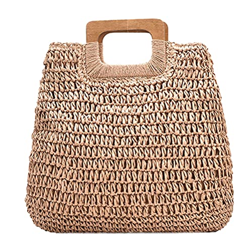 Bolso tote sencillo de verano con gran capacidad para la playa y diseño tejido a mano artesanal