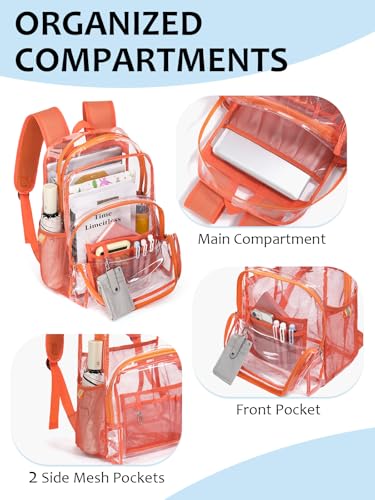 Image of Clear Backpack for School, Heavy Duty Transparent Bookbag