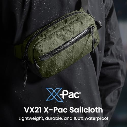 Image of tomtoc Sling Bag with RFID Blocking, X-Pac /Non X-Pac Minimalist Crossbody Chest Pack for Men and Women, Lightweight Water-Resistant Bag for Travel and Daily Commutes, X-pac Olive, 1.5L, Lightweight