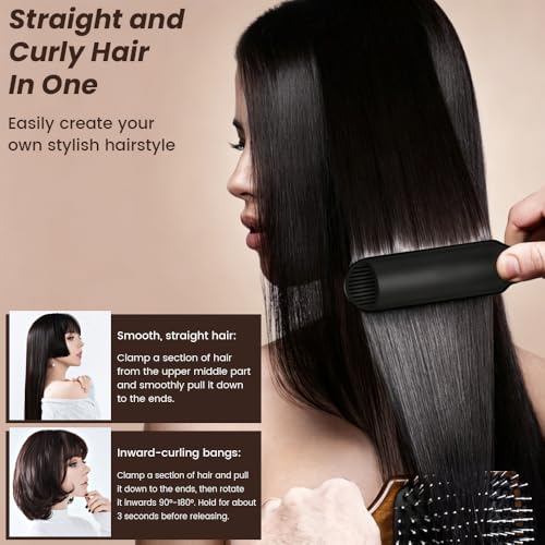 Plancha para el cabello cerámica portátil de doble voltaje, calentamiento rápido en 10 s, regulación de 4 niveles, plancha alisadora y rizadora 2 en 1 miniatura 3