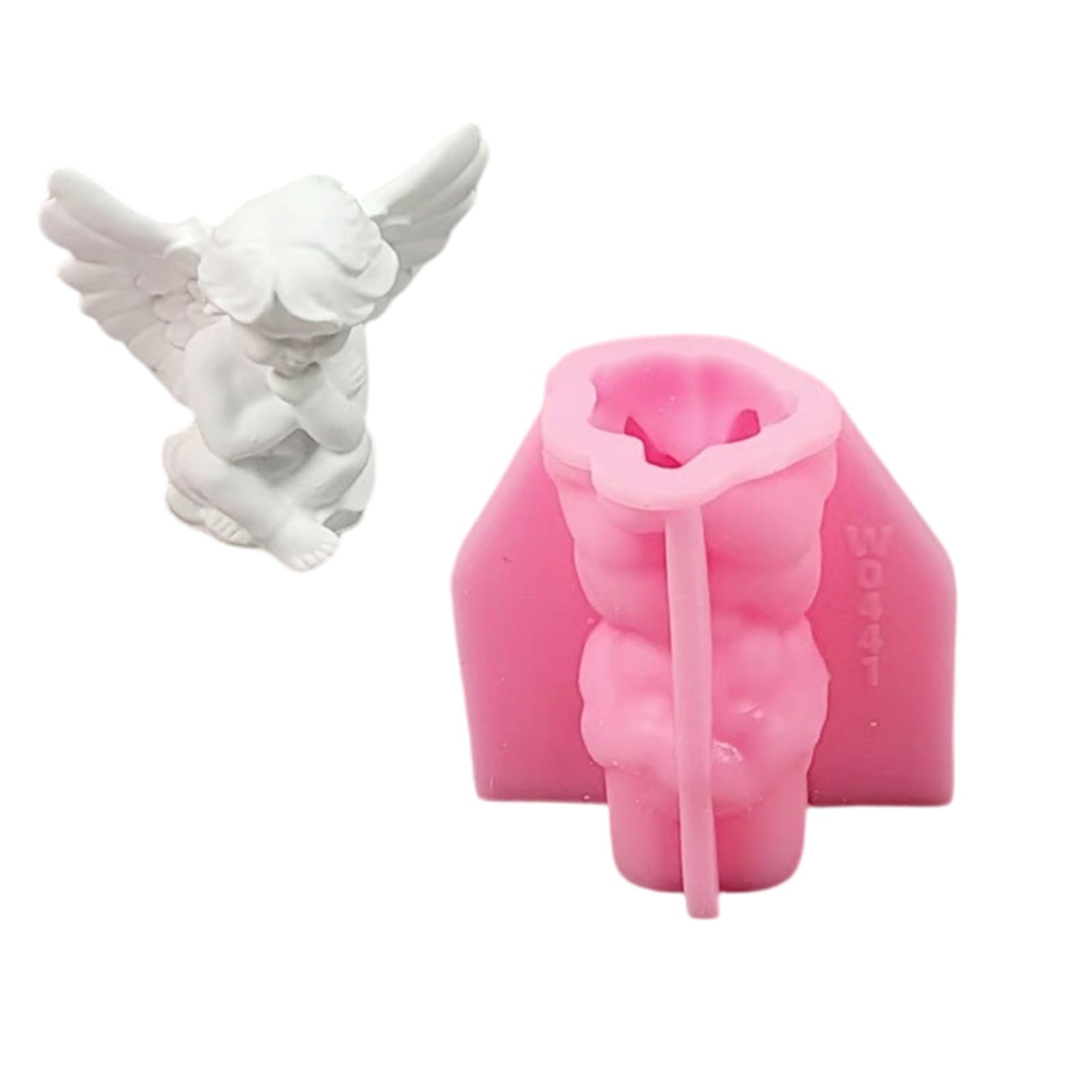 CUNZJIA 3D Angelic Candle Mould Figurine Angelic Silicone Castings Ornament Plasters Craft Supplies