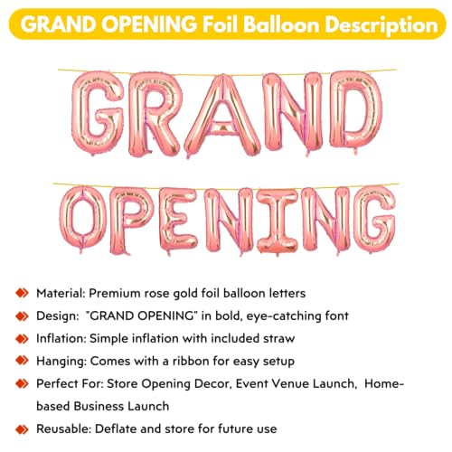 Image of Grand Opening Banner Rose Gold for New Home Office Shop Temple Foil Balloon Decoration Decor Celebration