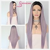 Sapphirewigs Holiday Present Black Ombre Light Purple Blogger Internet Celebrity Daily Makeup Synthetic Lace Front Wigs