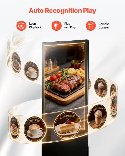 Image of VEVOR 43 in Indoor Digital Signage Floor Standing Advertising Display Kiosk, with WiFi HDMI /USB Input Android OS, 178 Wide View, LCD Screen Interactive Monitor, Mobile Commercial Totem Poster