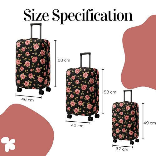 Image of AMPEREUS Trolley Bag Cover Set of 3 - Stretchless, Waterproof and Polyester Fabric with Flower Print Luggage Cover for Small, Medium & Large Size Suitcase Luggage Cover (20, 24 & 28 Inch)