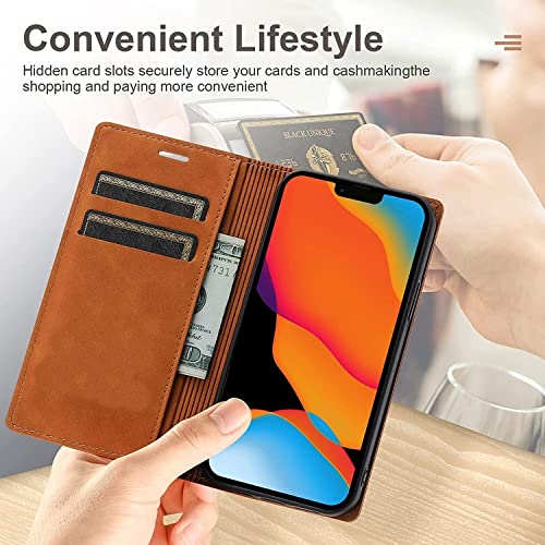 Étui en cuir rétro pour iPhone 13 Pro marron chic - 3