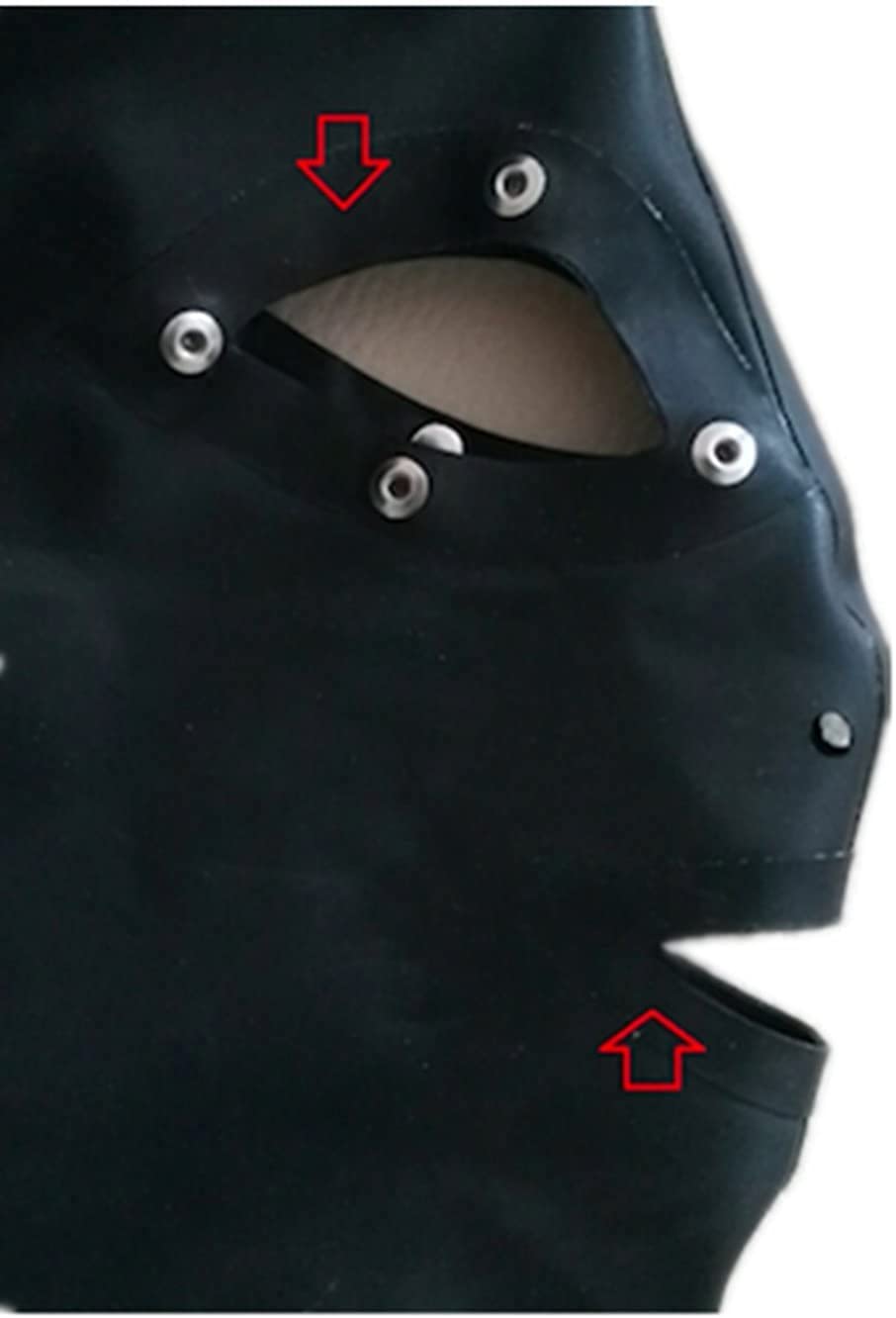 MFMYEE Masque bondage en latex avec perruque et masque pour les yeux, masque SM pour cosplay, coiffe pour Halloween
